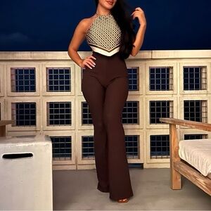 Garage Women's Brown and Beige Bandana Top